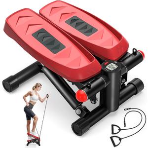 Steppers for Exercise, Adjustable Pedal Height Stair Steppers with Resistance Bands for Home Fitness, Mini Steppers with Max 350LBS Loading Bearing Portable Home Exercise Equipment