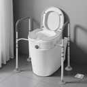 Raised Toilet Seat with Handles 4-Legged Adjustable Toilet Riser for Seniors, Thickened Aluminum Alloy Frame, Non-Slip Safety Rails, Enhanced Stability (Grey & White)