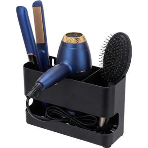 MyGift Hair Tools Organizer with 3 Slots, Black Metal Curling Iron Holder, Wall Mounted Salon Hot Tools Organizer, Blow Dryer, Straightener and Hair Brush Holder, Black,3 Slots