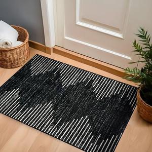 Rugshop Bohemian Stripe Stain Resistant High Traffic Living Room Kitchen Bedroom Dining Home Office Area Rug 2' x 3' Black