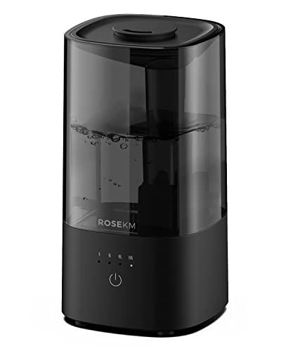 ROSEKM Humidifiers for Bedroom, 2.0L Cool Mist Humidifier for Home Plant and Baby Nursery, Quiet Ultrasonic Humidifier with 360° Nozzle, Auto Shut-Off, Filterless, Black