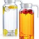 Panitay 2 Pcs 68 Ounces Plastic Pitcher with Lid Clear Acrylic Pitcher Shatter Proof Juice Containers with Lids for Water Milk Sangria Lemonade