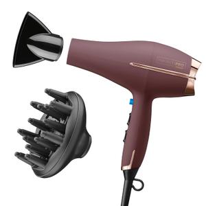 INFINITI PRO by CONAIR Hair Dryer, 1875W Blow Dryer with Diffuser and Concentrator Attachments, AC Motor with Ceramic Technology, 3 Heat & 2 Speed Settings, Plum 
