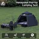 Hewolf 2/3/4 Person Camping Tent - Instant Pop Up Waterproof 2 Doors Tent with Easy Setup | 3-Season Hexagonal Dome Design for Family, Hiking & Traveling