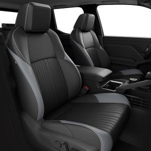 FREESOO Custom Fit Toyota Tacoma Seat Covers Full Set, Full Coverage Waterproof Leather Seat Covers, Double Cab Sr,Sr5,TRD Sport,TRD Off-Road,Limited, Seat Covers for Cars Seat Protector (BlackGrey)