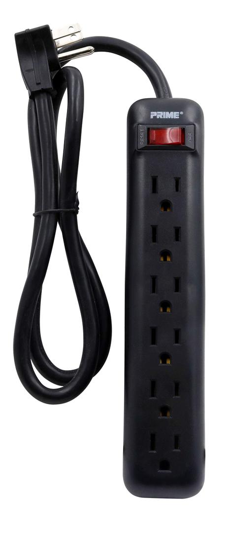 Surge Protector Power Strip, 6-Outlet, 790 Joules, LED Indicator, 6ft Extension Cord, Black