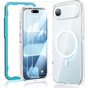 SMARTDEVIL 4 in 1 Magnetic MagSafe Case for iPhone Air, Magnetic Clear Shockproof Cover with 2 Screen Protectors, Military Grade Drop Protection Shockproof Slim Phone Case (White)