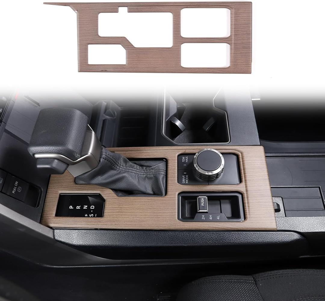 Central Control Gear Shift Panel Trim Cover Compatible with Toyot@ Tundra/Sequoia 2022-2025 Car Gear Shift Control Anti-Scratch Panel Protection Cover Decorative (Pear wood grain, With 4WD)