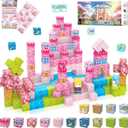WSHIMIN Princess Castle Toys Magnetic Building Blocks for Kids Ages 4-8,Magnet STEM Sensory Toys (Pink Castle, PCS, 100)