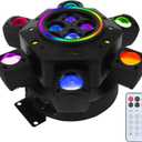 Moving Head DJ Lights, 150W RGBW 4-in-1 LED 6 Arms Disco Stage Light with Mixed Lighting Effects, DMX-512 & Sound Activated & Remote Control, Party Lights for Bar, Wedding,