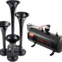 VEVOR 4 Trumpet Air Horn Kit, 150dB Train Horns for Pickup Trucks, 12V 120 psi Air Compressor 0.8 Gal/3 L Tank with Gauge for Any 12V Vehicle Car Truck Train Van Boat (Upgrade)