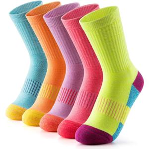 Gonii Women Socks Hiking Running Thick Cushion Athletic Crew Socks 5-Pair (5-9, 5 Pairs Quotidian Colors)