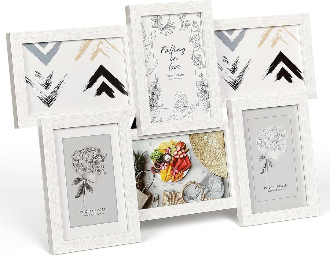 IDEALHOUSE 4x6 Picture Frames Collage Wall Decor, 6-Pack Photo Collage Frame, Multi Picture Frame Set with Glass Front