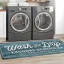 KOZYFLY Non-Slip Laundry Rug & Kitchen Rug, Cyan, Washable, Waterproof Mudroom Floor Carpet Runner, 20"x60"