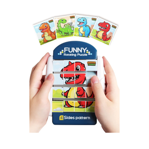 16-Piece Rotating Puzzles for Kids 4-6, Toddlers Puzzles 2-4, Road Trip, Airplane Activities Game, Travel Toys - Brain Teaser, Fine Motor Skills - Birthday Gifts Boys Girls - Dinosaur