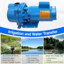 GT15 Self-Priming Single Phase Centrifugal Pump, 1.5hp, Single Phase Cast Iron Water Pump Fit for Agricultural & Garden Irrigation