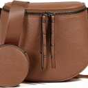 MOETYANG Crossbody Bags for Women Large Vegan Leather Bum Bag with Coin Purse (Sugar Chestnut Brown)