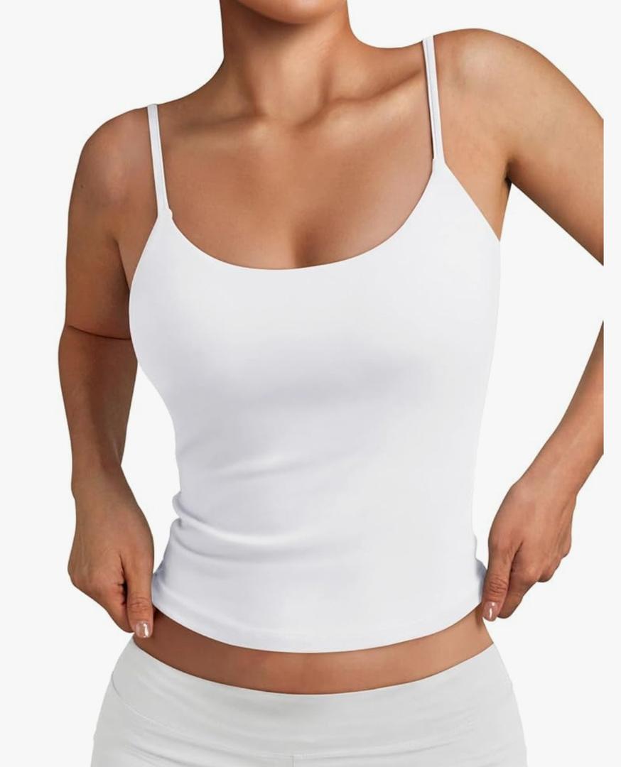 Trendy Queen Womens Spaghetti Strap Tank Top Summer Double Lined Workout Camisole Going Out Cute Tops Y2k Teen Girl Basic XS