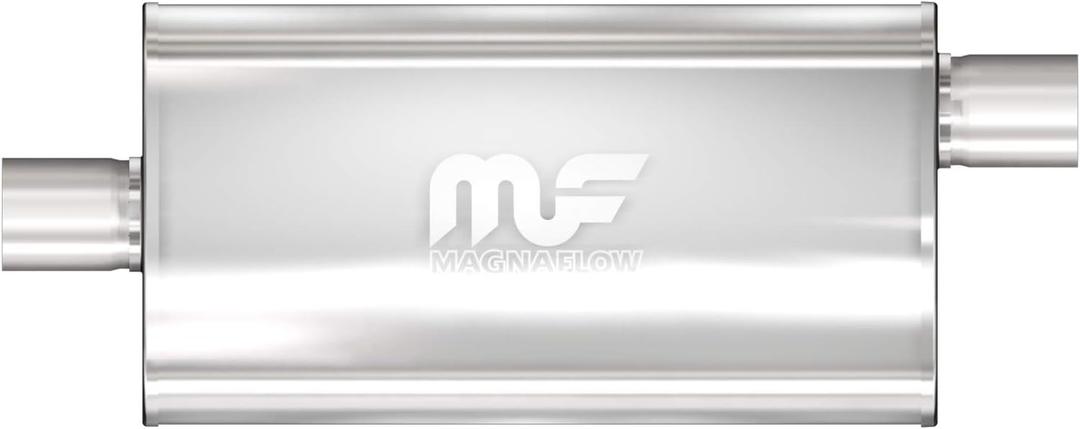 MagnaFlow Performance Exhaust Muffler 12909: 3.5"/3.5" Inlet/Outlet, 5x11x22" Oval, Stainless Steel, Satin Finish