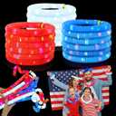 4th of July Party Favors Supplies Bulk 24 PCS,Red White Blue Glow Sticks Pop Tubes for Kids,Light Up Bracelets Necklaces Accessories,Patriotic Parade Glow Toy Items for Fourth of July Activities Games