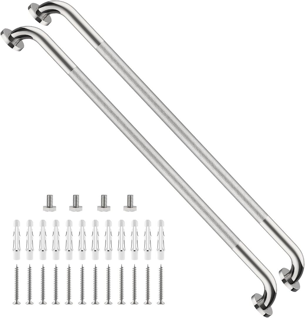 ZUEXT 2 Pack 42 Inch Chrome Knurled Anti Slip Shower Grab Bar, Extra Long