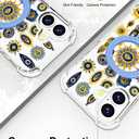 for iPhone 17 Case Magnetic Clear Design,Compatible with MagSafe,Kickstand Vertical/Horizontal,Shockproof Airbag Bumpers Phone Cover - Blue Evil Eyes