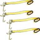 Fekuar 4Pcs 2" x 8' Truck Winch Tie Down Straps with RTJ Cluster Hook Heavy Duty Webbing Complete RTJ Strapes 3 Chain Link RTJ Cluster Hook Towing Truck Anchor Wrecker Tie Down
