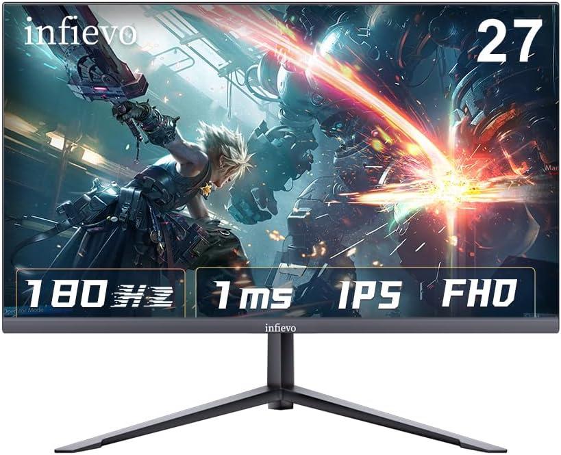 Gaming Monitor 27 Inch FHD 1080P Computer Monitor 180Hz IPS 1ms, FreeSync, Ultra-Thin PC Monitor, VESA Compatible, Tilt Adjustable, Eye Care Technology, HDMI/DP