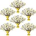 6 Pcs Table Decorations 70th Metallic Gleam Foil Spray Centerpieces Black and Gold Glitter Plastic Spray Table Centerpiece for Women Men 70th Birthday Anniversary Party Decorations