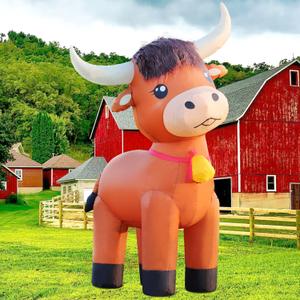 6FT Highland Cow Inflatables Christmas Spring, Farm Ranch Blow up Animals Cute Highlander Cattle Calf, Decorations Outdoor Yard Built-in LED Lights Big Large Decor Party Lawn Holiday Outside