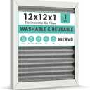 12x12x1 HVAC Furnace Air Filter, Reusable Washable Electrostatic Furnace Filter, MERV 8, Lasts a Lifetime, Breathe Fresher, Home And Office (Actual Size:11.38x11.38x0.82 Inch)