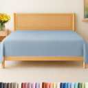 Full Size Flat Sheet - Hotel Quality Top Flat Bed Sheet Only - Ultra-Soft, Comfy, Breathable & Cooling - Fade & Wrinkle Free - Easy-Care, Stain & Shrink Resistant Bedding - Oeko-Tex - Heathered Blue