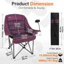 Oversized Camping Chairs for Adults- Heavy Duty Extra Large Lawn Chair,Folding Comfy Padded Camp Chair for Outdoor Sports Garden Beach Fishing,Wide&Thick,Purple Plaid