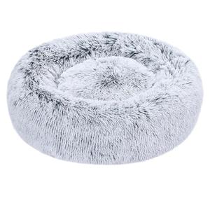 Donut Pet Bolster Faux Fur Bed for Dog, Grey, 36" x 36"