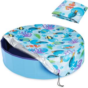 Foldable Round Dog Swimming Pool Cover, for 32 "/63“/48” Collapsible Outdoor Tub, PVC Coating Waterproof and UV Protection, Leakproof Washable Kiddie Pet Small Paddling Bath Accessories,  M-48*12 inch