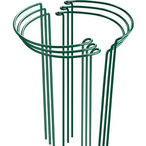 HiGift 6 Pack 24 Inch Plant Stakes, 10" Wide x 24" High Half Round Metal Peony Cages and Support, Green Garden Plant Stake Plant Support Ring Border for Peony Tomato,Hydrangea,Flower Indoor Outdoor