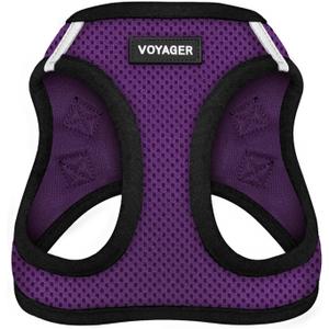 Best Pet Supplies - All Weather Mesh, Reflective, No Pull Harness for Small, Medium Dogs, Cats - Secure with Hook & Loop Fastener, Buckle, Double D-Rings - Purple/Black Trim, L (L (Chest: 18 - 20.5"))