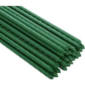 Frcctre 30 Pack 4 Ft Garden Stakes, 48 Inch Sturdy Green Plant Sticks, Plastic Coated Metal Tomato Stakes Support Plant Climbing Support for Tomatoes, Cucumber, Fences, Beans, Potted Plants