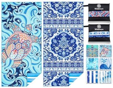2 Pack Microfiber Lightweight Beach Towel Sand Free Quick Dry Absorbent Thin Compact Towels for Swimming Pool Camping Beach Accessories Large Easy Pack Travel Things for Vacation Essentials Gift