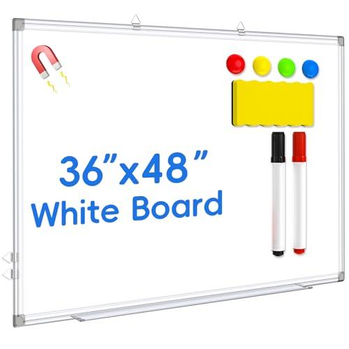 SRGAFIX Magnetic Whiteboard, 36x48 Inch, Large Wall Mounted Dry Erase Board, White Board with Aluminum Frame for Home Office Classroom : Office Products