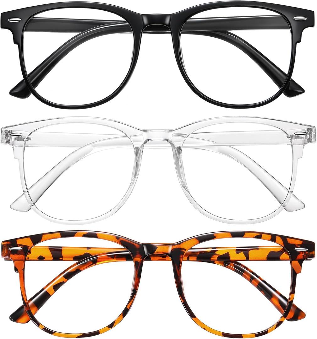 Okany Blue Light Blocking Glasses for Women Men Fashion Computer Screen Gaming TV Phones Anti Eyestrain & UV Glare Glasses 3 Pack