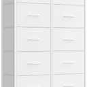 SONGMICS Dresser for Bedroom, Chest of Drawers, Steel, MDF, 10 Non-Woven Fabric Drawers, Storage Organizer Unit, Closet, Entryway, Cloud White and Snow White ULGS125W01S