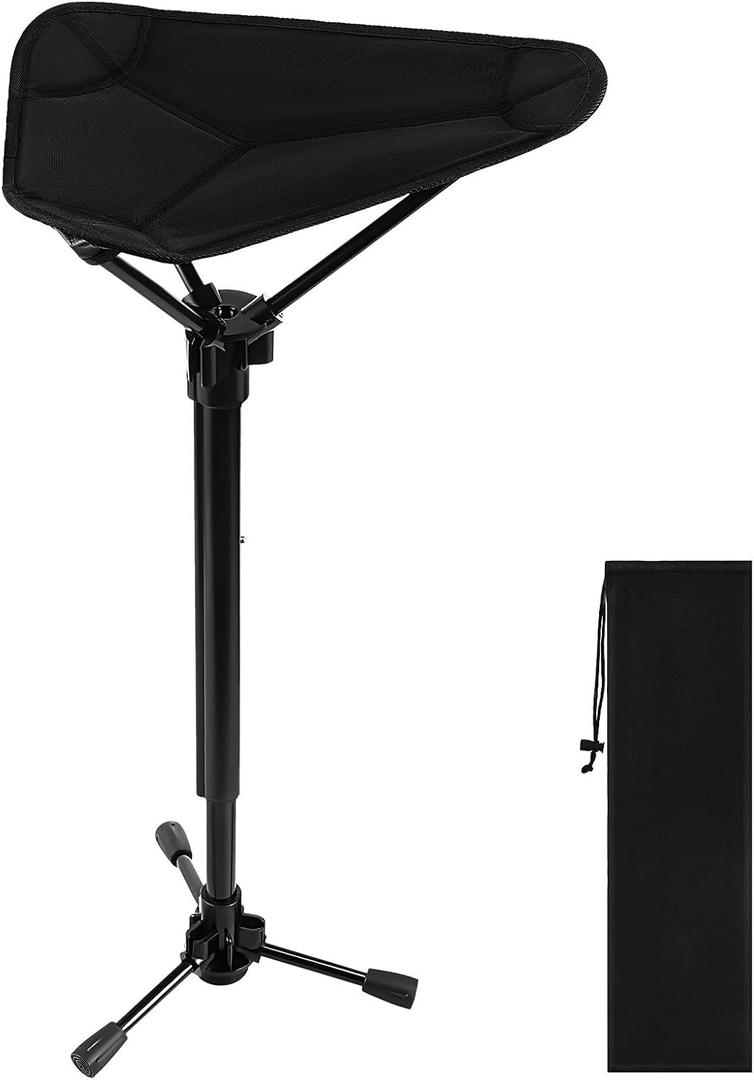 SUPVOX Portable Folding Stool: 3 Gear Adjustable Height Triangle Seat with 330lbs Capacity - Heavy-Duty Aluminum Telescopic Camp Stool for Fishing, Hiking, Golf & Queuing