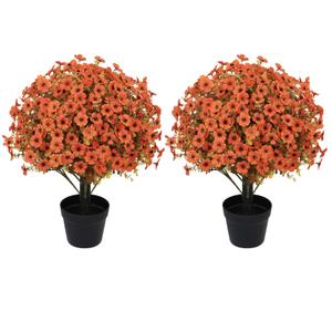 Aoutyers 24" Artificial Fall Potted Plants Outdoor, Faux Mums Flowers 2 Pcs