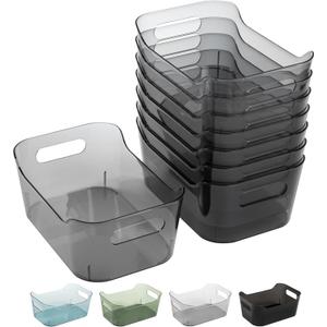 Tiawudi 8 Pack Plastic Storage Bins, Clear Pantry Organizers and Storage Containers, Multi-Use Organizer Bins for Kitchen, Bathroom, Office, Shelf, Fridge, Home Edit and Cabinet Organizers