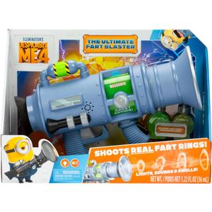 Minions Despicable Me 4 Ultimate Fart Blaster Toy - Shoots Real Fog Rings | 15 Hilarious Sound Effects | Lights Up & Banana/Fart Scents | Includes 2 Scent Formulas | Great Gag Gift for Kids Ages 4+