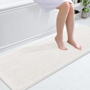 OLANLY Bathroom Rugs 59x20, Extra Soft Absorbent Chenille Bath Rugs, Rubber Backing Quick Dry, Machine Washable Bath Mats for Bathroom Floor, Tub and Shower, Home Decor Accessories, Ivory OLANLY Bathroom Rugs 59x20, Extra Soft Absorbent Chenille Bath Rugs, Rubber Backing Quick Dry, Machine Washable Bath Mats for Bathroom Floor, Tub and Shower, Home Decor Accessories, Ivory