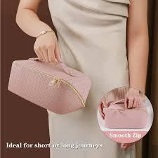 Louenhide Lucinda Woven Cosmetic Case Pink | Vegan Leather Travel Bag