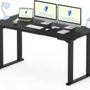 FLEXISPOT 4 Legs Standing Desk 63 x 28 Inch Electric Adjustable Height with Splice Board Home Office Sit Stand Up Desk, Black Top + Black Frame