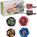 DEZAWRTY Gyro X Set, 4 Right-Spin X Tops and 2 Launchers, Newly Upgraded Top Appearance, Battle Game Perfect for Beginners